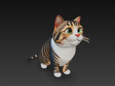 Cat Realistic 3D Model - Low Poly Realistic Low-poly 3D model