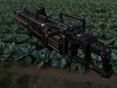 Scifi Plasma Rail Gun Low-poly 3D model