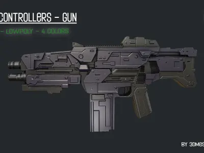  City Controllers - Standard Gun - PBR lowpoly 3dprint Ready Low-poly 3D model