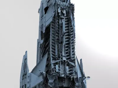 Moon Space colony Military Tower 2 3D model