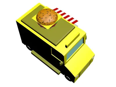 Low Poly Game Ready Food Truck Low-poly 3D model