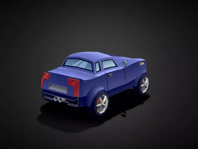 Lowpoly Stylized Toon Muscle Car gradient tex Free low-poly 3D model