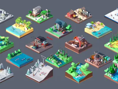 Worlds Square Low-poly 3D model