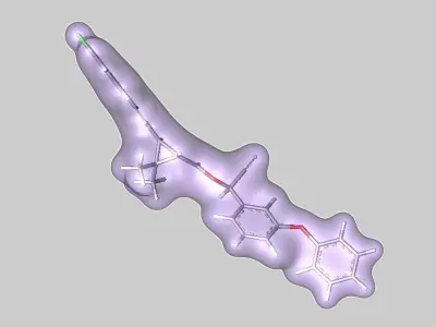 Flumethrin molecular structure light 3D model