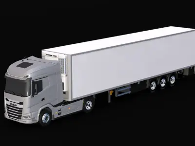 2021 DAF XG 480 Cold Store Trailer Low-poly 3D model