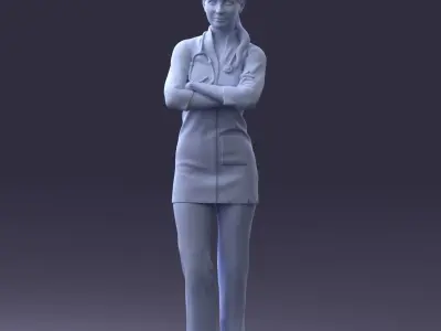 000188 Doctor in Medical Uniform with Stethoscope 1008 3D model