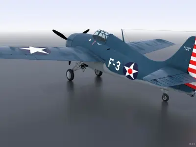 F4F-3 WILDCAT F3 -Butch- Low-poly 3D model
