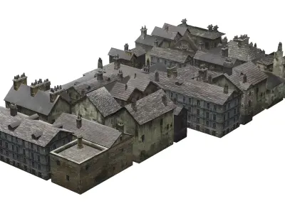 Medieval Exclusive Village House Pack Low Poly 3D Model Low-poly 3D model