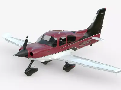 Aircraft Propeller Turbo Red Black 3D model