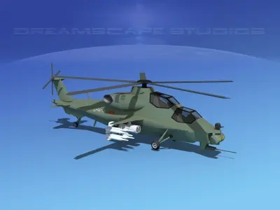 WZ-10 Attack Helicopter V01 Low-poly 3D model