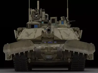 Tank M1A2 SEP2 With Mine Trawl 3D Model 3D model
