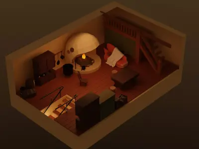 Free Lowpoly ghibli room Free 3D model