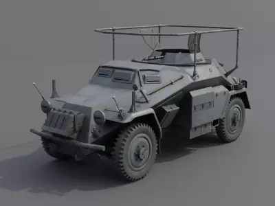 SdKfz 223 Armored car Low-poly 3D model