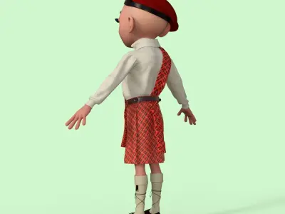 Cartoon Scottish Man Rigged 3D model