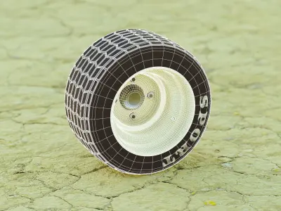 Wheel and tire for golf cart or other vehicle 3D model
