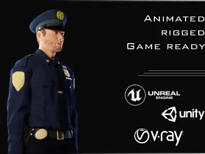 Policeman Character 02 Low-poly 3D model