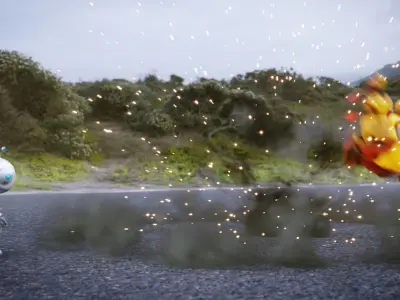 Robot Chasing VFX Scene Low-poly 3D model