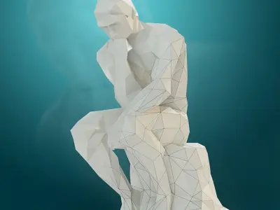 Low poly Statue of the Thinker 3D model