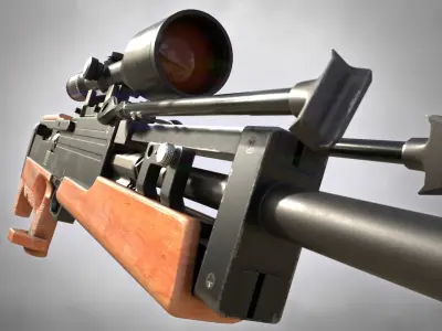 WA 2000 Sniper Rifle PBR Low-poly 3D model