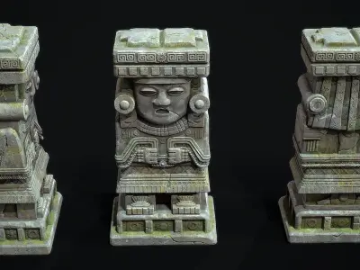 Statue Aztec Chalchiutlicue Low-poly 3D model