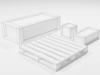 Wooden Transport Boxes Free low-poly 3D model