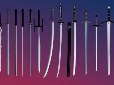100 Fantasy Weapons Basemesh Pack V1 Free low-poly 3D model