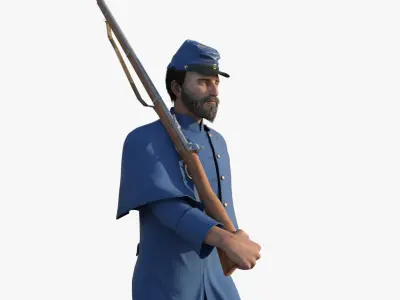 US Civil War Union Major General Rigged Low-poly 3D model