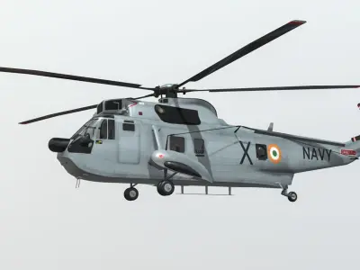 Westland SeaKing MK42C Indian Navy Low-poly 3D model
