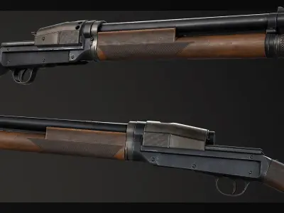 PBR Sjogren Inertia Shotgun Low-poly 3D model