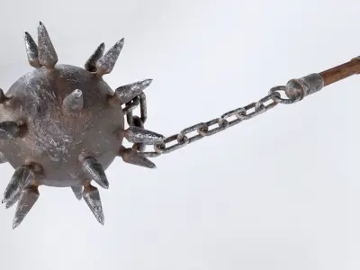 Flail spiked ball with spikes Low-poly 3D model