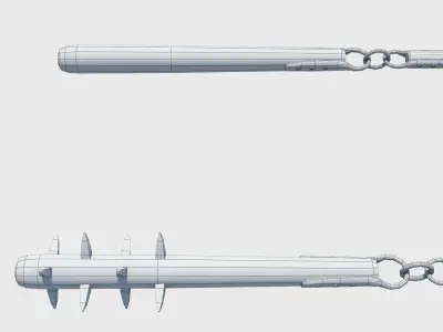 Agricultural and war flail Low-poly 3D model