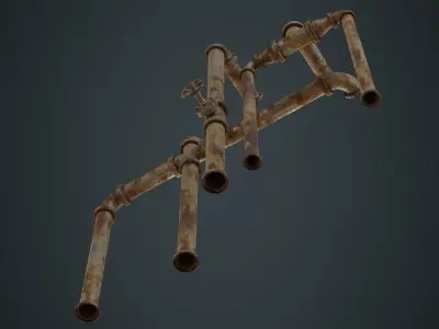 Industrial Pipes 2D Low-poly 3D model