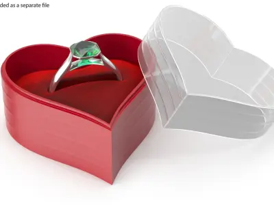 Asscher Cut Emerald On Silver Wedding Ring V01 3D model