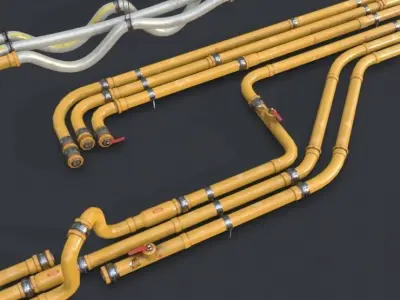 Modular Pipes - Gas Pipeline Low-poly 3D model