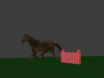 Animated horse and brick obstacle in blender Low-poly 3D model