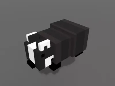 Voxel Badger Low-poly 3D model