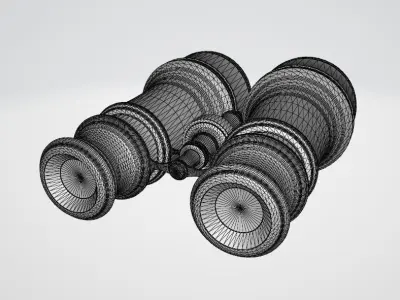Old Tripod Binocular and Binocular Low-poly 3D model