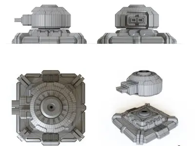 Sci fi turret emplacement for tabletop scenery 3D print model
