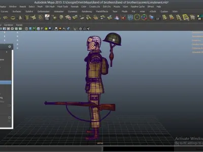 cartoon WW2 Character - Lieutenant 3D model