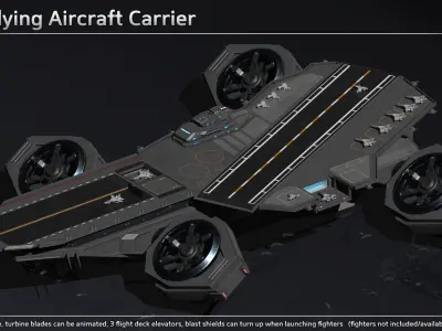 Flying Aircraft Carrier Low-poly 3D model