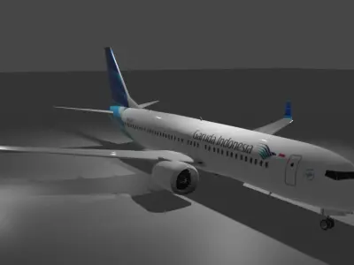 Boeing 737 Max8 Garuda Indonesia 3D Model with cockpit Low-poly 3D model