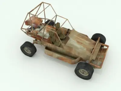 Rusted postapocalyptic buggy Low-poly 3D model