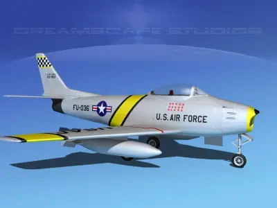 North American F-86 Sabre Jet V02 USAF 3D model