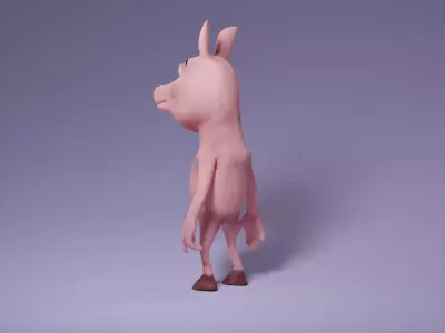 Toon Humanoid Pig Free low-poly 3D model