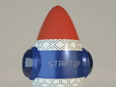Startup rocket low poly  Low-poly 3D model
