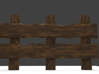 Wooden Fence 3D model 12