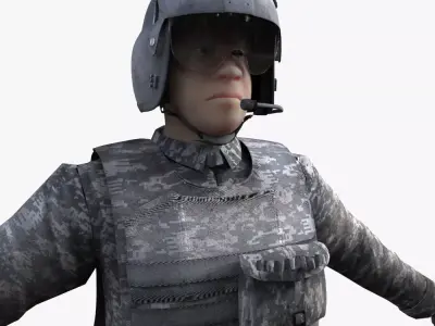 Rigged Blackhawk pilot 3D model