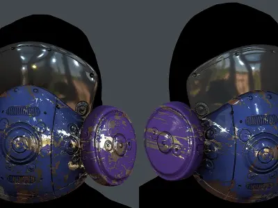 Gas mask helmet 3d model scifi Low-poly Low-poly 3D model 20