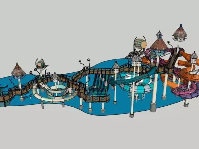 Water Park Slide Complex 13 3D model