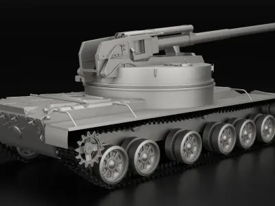 Object 327 Puck self-propelled artillery high-poly rigged 3D model